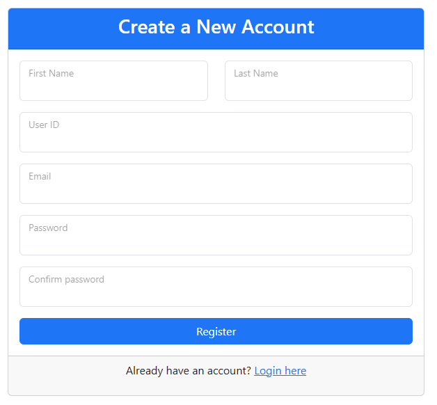 Registration form